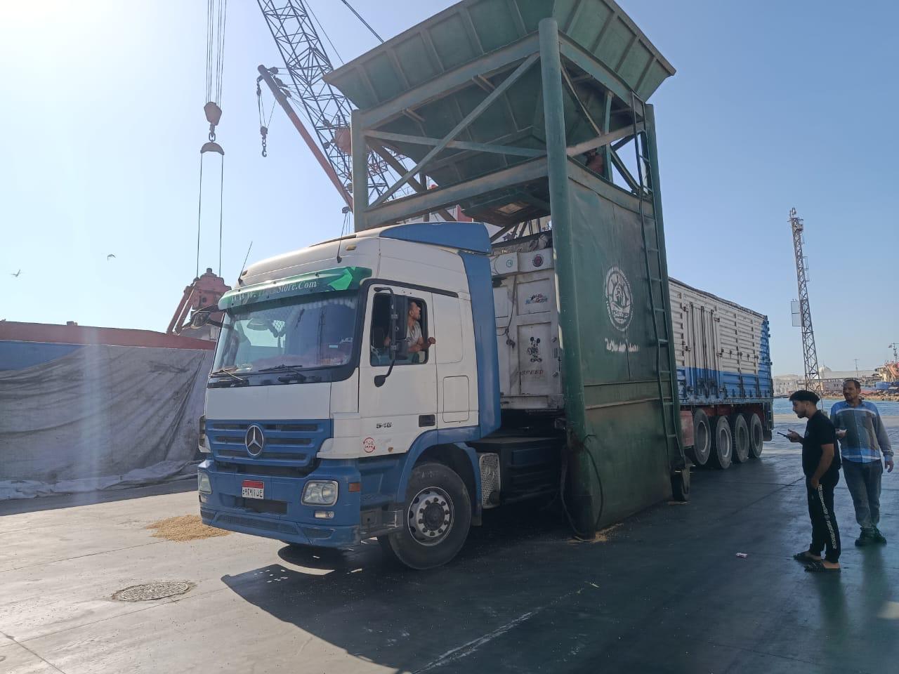 Mercedes Actros pulling out from port discharge gate